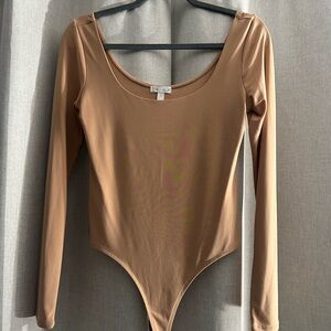 Leith Camel Long Sleeve Bodysuit
